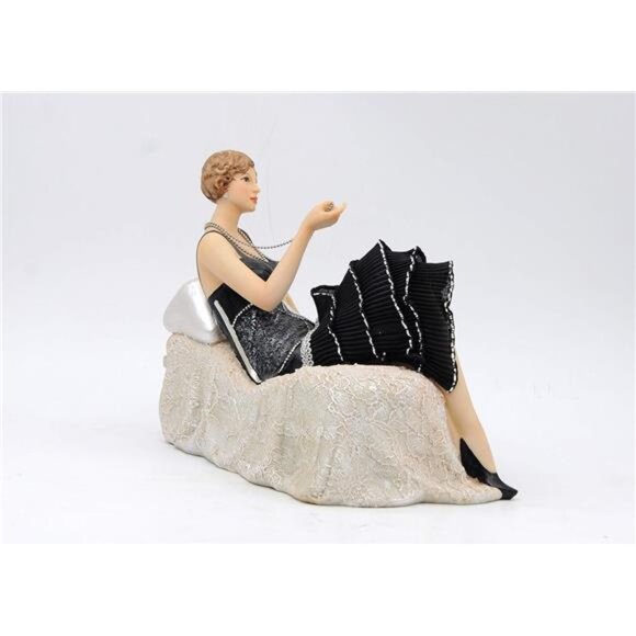 Victorian Style Lady Camille Lying On Sofa Resin Art Figurine, 9" - Picture 3 of 5